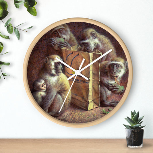 Curious monkeys from Kenya Africa Wall Clock