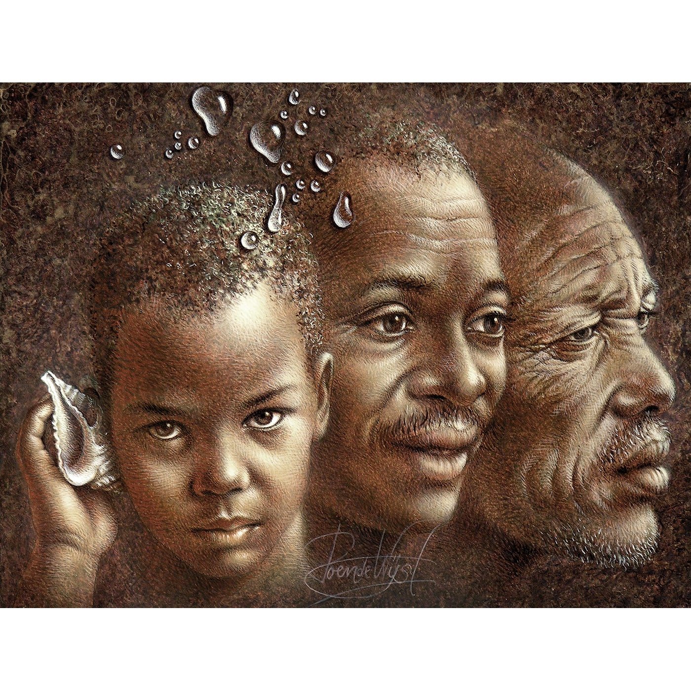 Three generations of Kenyans. Acrylic paint, Art print