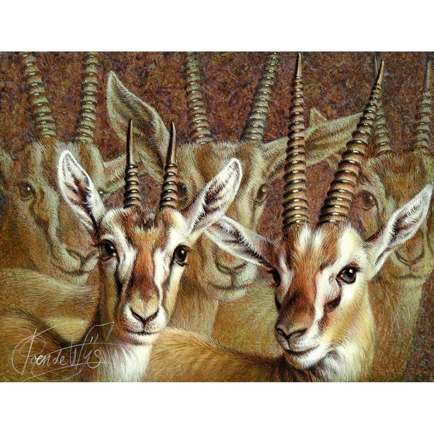 Colours of Kenya: Wildlife in Poen de Wijs' brushstrokes. Acrylic paint, Art print (3)