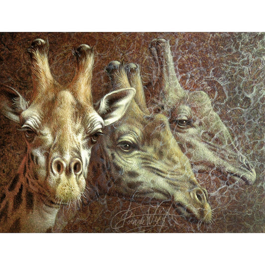 The Majestic Giraffes of Kenya (1). Acrylic painting, Art print