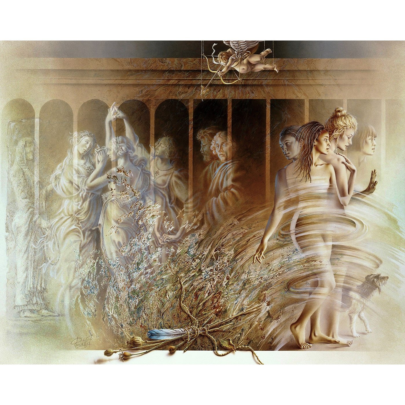 In the retinue of The Three Graces. Oil painting, Art print