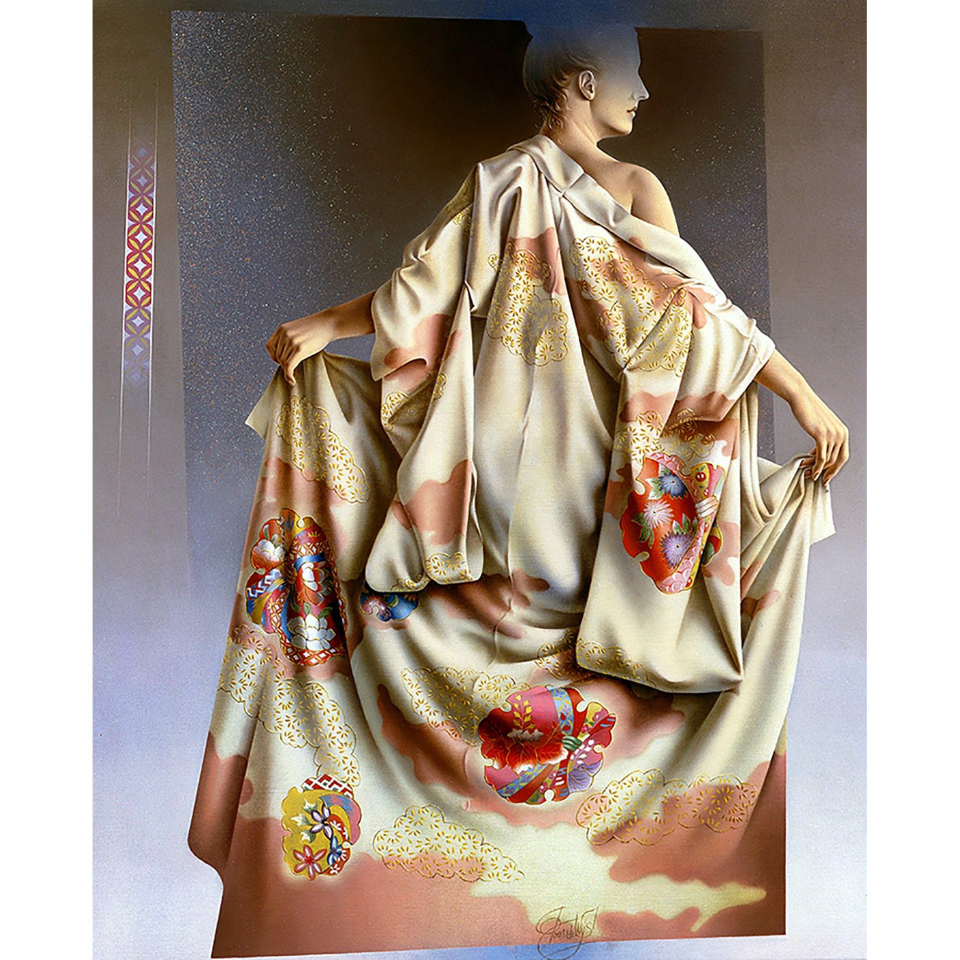 The kimono of Camille. Watercolour, Art print