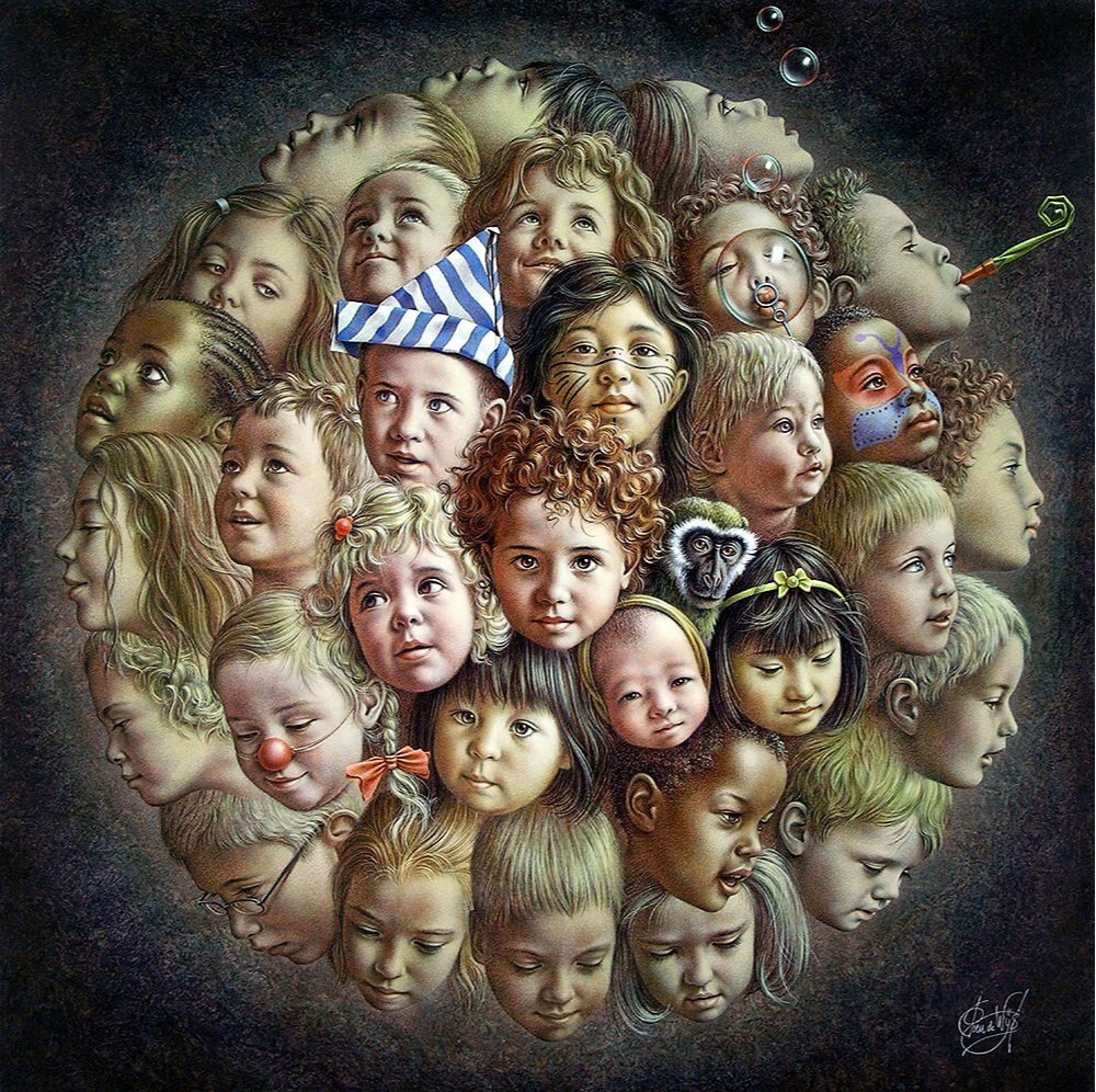Childglobe. Arylic painting, Art print
